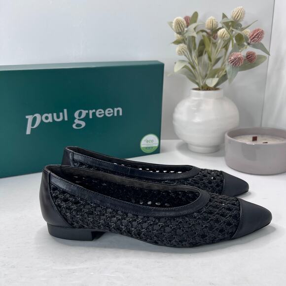 Paul Green Aries Flat Soft Nappa Diva Slip On Pointed Toe Black Women 7.5 - Picture 6 of 11